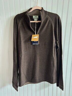 NWT Horny Toad Brown Merino Wool Quarter Zip Pullover Sweater Size Medium